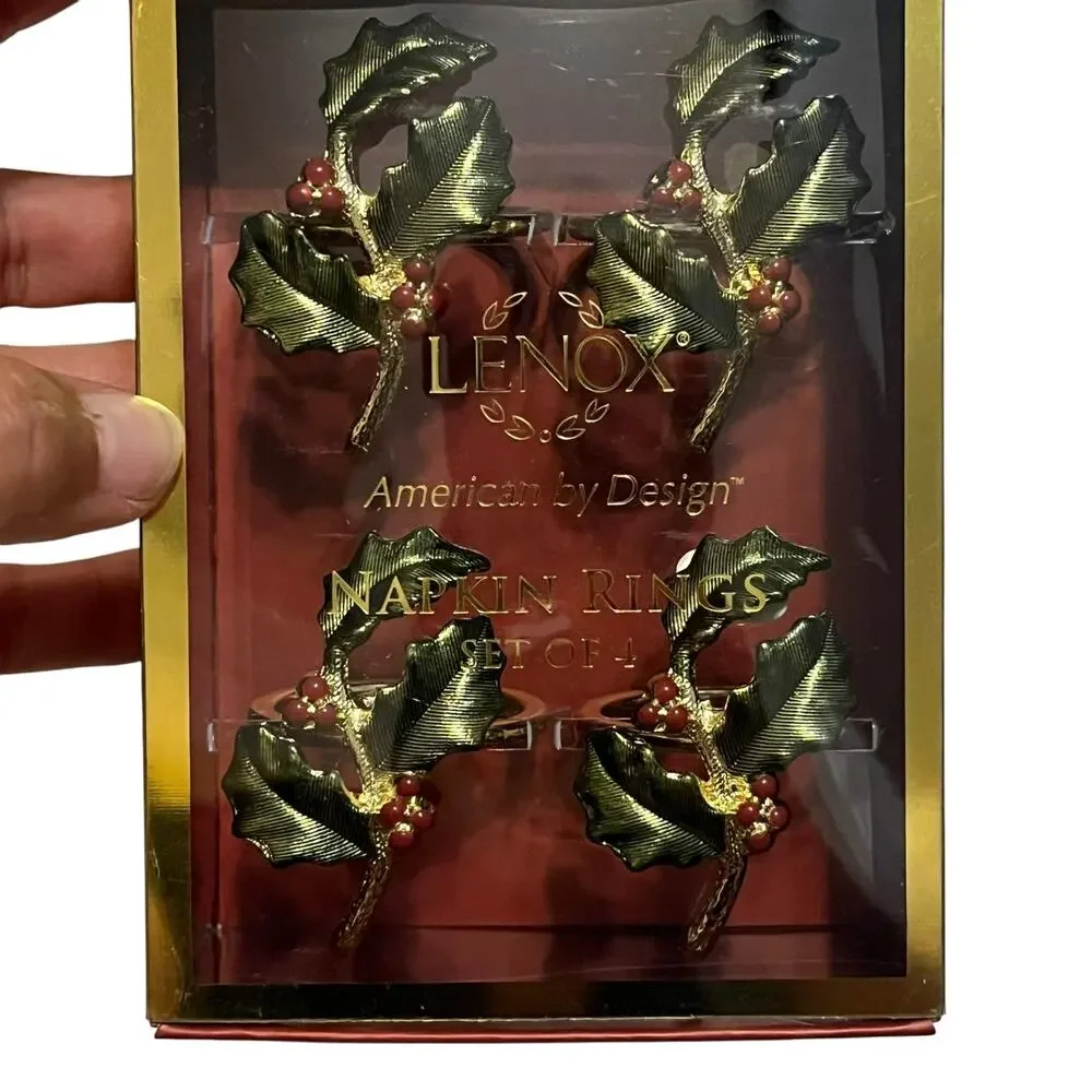 Lenox Holly Berry Napkin Rings Set of 4